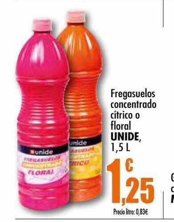 Unide Supermercados Fregasuelos concentrado cítrico o floral unide oferta