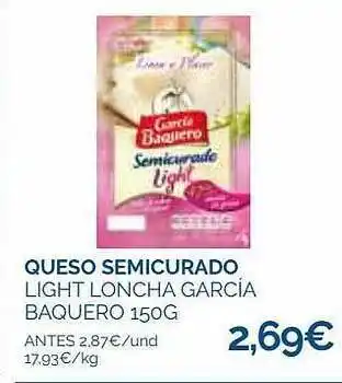 Supermercados La Despensa Queso semicurado light loncha garcía baquero oferta
