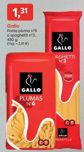 Suma Supermercados Gallo Pasta Pluma n°6 o Spaghetti n°3, 450g oferta