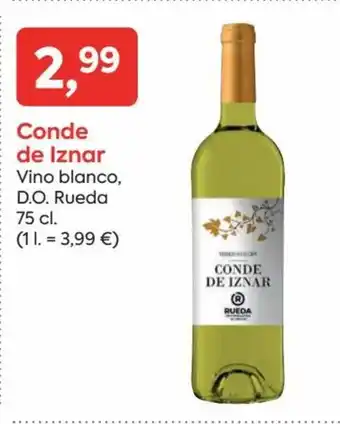 Suma Supermercados Conde De Iznar Vino Blanco, D.O. Rueda 75cl oferta