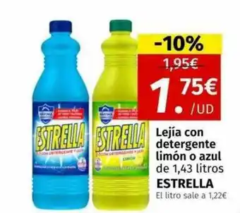 Maskom Supermercados Lejía con detergente limón o azul estrella oferta