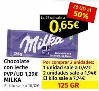 Chocolate con leche milka
