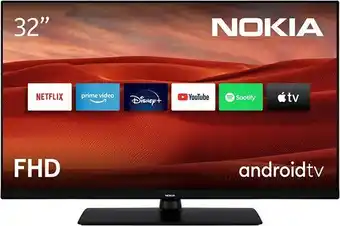 Nokia smart tv - 32 pulgadas (80 cm) android tv, full hd, hdr10, dvb-c/s2/t2, netflix, prime video, disney+