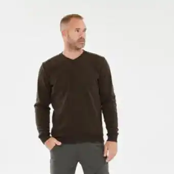 Decathlon Jersey de montaña y trekking con cuello de pico hombre quechua nh150 marrón oferta