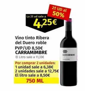 Maskom Supermercados Vino tinto ribera del duero roble carramimbre oferta