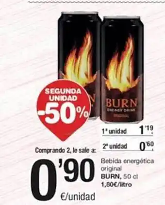 SPAR Segunda unidad -50% bebida energética original burn oferta