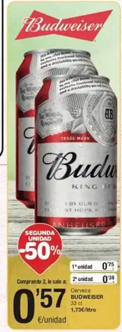 SPAR Segunda unidad -50% cerveza budweiser oferta