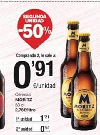 SPAR Segunda unidad -50% cerveza moritz oferta