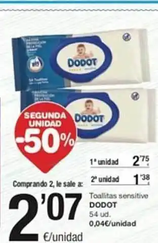 SPAR Segunda unidad -50% toallitas sensitive dodot oferta