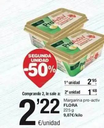 SPAR Segunda unidad -50% margarina pro-activ flora oferta