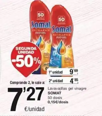 SPAR Segunda unidad -50% lavavajillas gel vinagre somat oferta