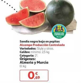 Alcampo Sandía Negra Baja En Pepitas oferta