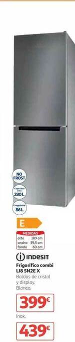 Alcampo Indesit Frigorifico Combi Li8 SN2E X oferta