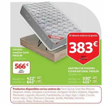 Alcampo Colchón Muelles Curie Pikólin Abatible De Madera Floor Natura Pikolín 135x190 cm oferta