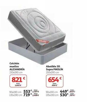 Alcampo Colchón Muelles Alejandría Abatible 3d Supra Pikolín oferta