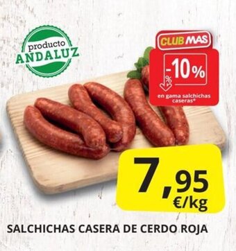 Supermercados MAS Salchichas casera de cerdo roja oferta