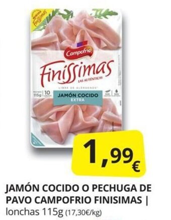 Supermercados MAS Jamón cocido o pechuga de pavo campofrio finisimas oferta