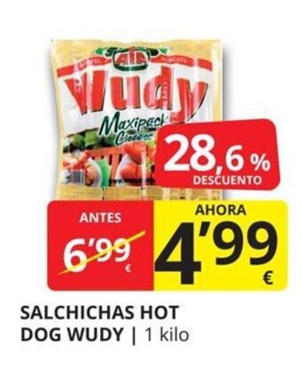 Supermercados MAS Salchichas hot dog wudy oferta