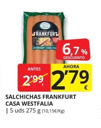 Supermercados MAS Salchichas frankfurt casa westfalia oferta