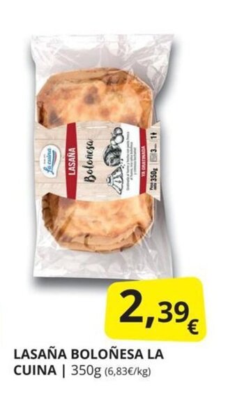 Supermercados MAS Lasaña boloñesa la cuina oferta