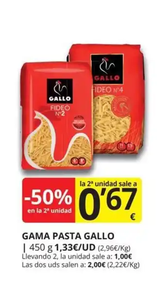 Supermercados MAS Gama pasta gallo oferta