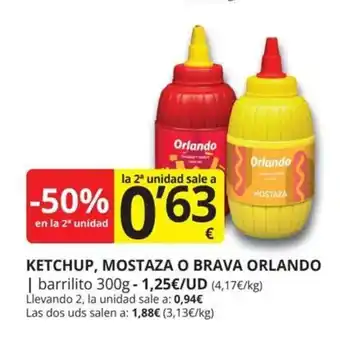 Supermercados MAS Ketchup, mostaza o brava orlando oferta