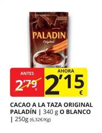 Supermercados MAS Cacao a la taza original paladin oferta