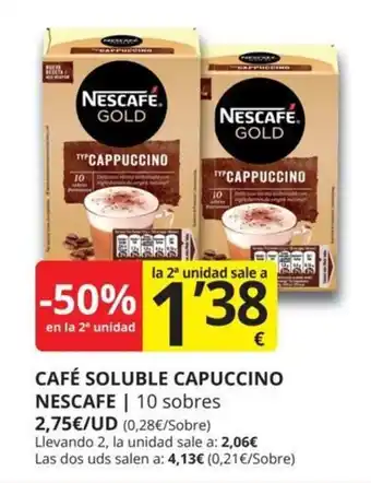 Supermercados MAS Café soluble capuccino nescafe oferta