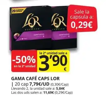 Supermercados MAS Gama café caps lor oferta