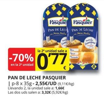 Supermercados MAS Pan de leche pasquier oferta
