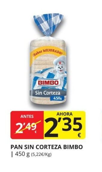 Supermercados MAS Pan sin corteza bimbo oferta