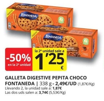 Supermercados MAS Galleta digestive pepita choco fontaneda oferta