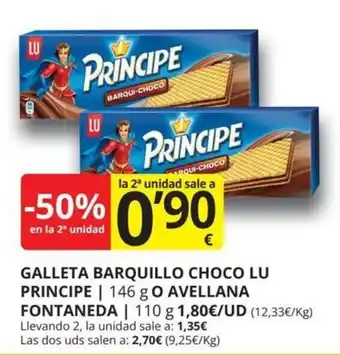 Supermercados MAS Galleta barquillo choco lu principe oferta