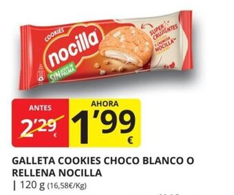 Supermercados MAS Galleta cookies choco blanco o rellena nocilla oferta