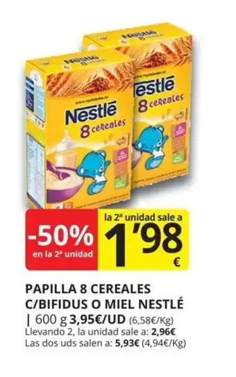 Supermercados MAS Papilla 8 cereales c/bifidus o miel nestlé oferta