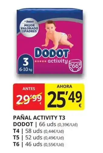 Supermercados MAS Pañal activirt T3 dodot oferta