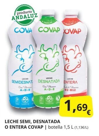 Supermercados MAS Leche semi, desnatada o entera covap oferta