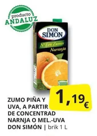 Supermercados MAS Zumo piña y uva oferta