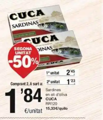 SPAR Fragadis Segona unitat -50% sardines en oli d'oliva cuca oferta