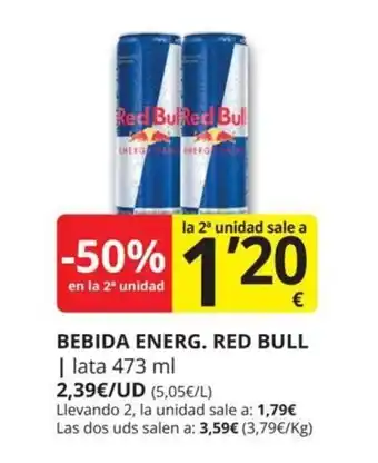 Supermercados MAS Bebida energ. red bull oferta