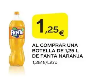 Supermercados MAS Al comprar una botella de 1,25 L de fanta naranja oferta