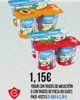 Claudio Yogur con trozos de melocotón o con trozos de fresa ifa eliges pack 4 oferta