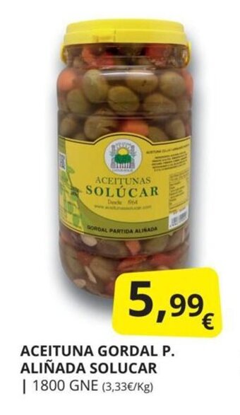 Supermercados MAS Aceituna gordal P. aliñada solucar oferta