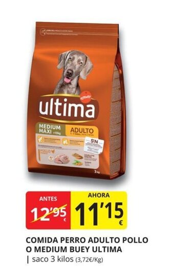 Supermercados MAS Comida perro adulto pollo o medium buey ultima oferta