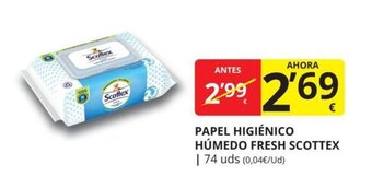 Supermercados MAS Papel higiénico húmedo fresh scottex oferta