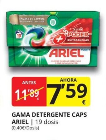 Supermercados MAS Gama detergente caps ariel oferta