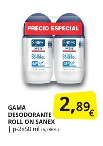 Supermercados MAS Gama desodorante roll on sanex oferta