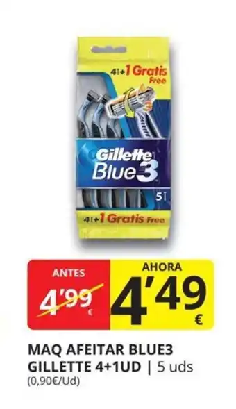 Supermercados MAS Maq afeitar blue3 gillette 4+1UD oferta
