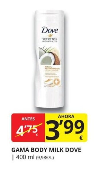 Supermercados MAS Gama body milk dove oferta