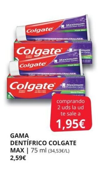 Supermercados MAS Gama dentifrico colgate max oferta